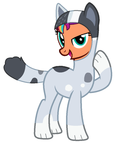 Size: 660x823 | Tagged: safe, artist:shieldwingarmorofgod, derpibooru import, sunny starscout, earth pony, g4, g5, auntie trixie, bluey, dog costume, female, g5 to g4, generation leap, image, mane stripe sunny, png, simple background, solo, transparent background, trixie heeler