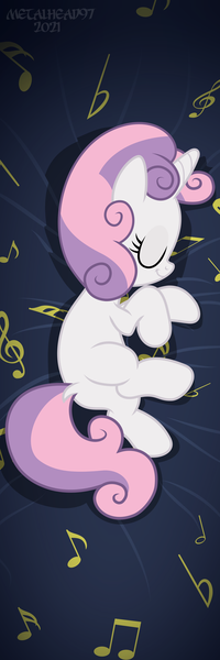 Size: 5906x17717 | Tagged: safe, artist:metalhead97, ponerpics import, sweetie belle, pony, bed, eyes closed, female, filly, image, lying down, on bed, png, sleeping