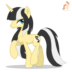 Size: 3500x3500 | Tagged: safe, artist:r4hucksake, derpibooru import, oc, oc:curtain call, unofficial characters only, pony, unicorn, g4, bedroom eyes, eyeshadow, horn, image, makeup, png, raised hoof, simple background, smiling, solo, standing on two hooves, tail, transparent background, two toned mane, two toned tail