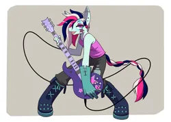 Size: 1407x1000 | Tagged: safe, artist:howxu, derpibooru import, oc, unofficial characters only, anthro, guitar, image, musical instrument, png, solo