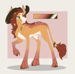 Size: 2999x2940 | Tagged: safe, derpibooru import, applejack, fluttershy, oc, earth pony, giraffe, hybrid, original species, pony, adoptable, design, female, giraffe oc, image, lesbian, offspring, parrpitched, png, redesign, ship:appleshy, shipping, spots