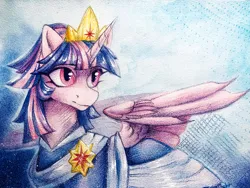 Size: 4032x3024 | Tagged: safe, artist:jsunlight, derpibooru import, twilight sparkle, twilight sparkle (alicorn), alicorn, pony, the last problem, clothes, coronation dress, dress, image, png, second coronation dress, solo, traditional art