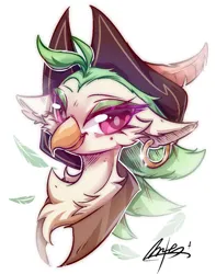 Size: 750x953 | Tagged: safe, artist:alunarlen, derpibooru import, captain celaeno, bird, parrot, my little pony: the movie, image, jpeg, solo