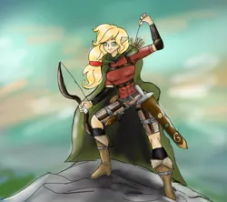 Size: 900x800 | Tagged: safe, derpibooru import, applejack, elf, human, archery, badass, barely pony related, fantasy class, female, humanized, image, jpeg, ranger, warrior