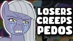 Size: 479x272 | Tagged: safe, derpibooru import, limestone pie, earth pony, pony, g4, crying, faic, female, gritted teeth, high res, image, jpeg, losers creeps pedos, meme, ponified meme, reaction image, solo, soyjak, teeth, thumbnail, turkey tom, wojak, youtube thumbnail