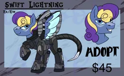 Size: 1705x1048 | Tagged: safe, artist:bluemoon, derpibooru import, oc, unofficial characters only, pegasus, pony, fallout equestria, adoptable, armor, commission open, enclave, enclave armor, fallout, grand pegasus enclave, image, male, png, reference sheet, sale, spread wings, stallion, wings