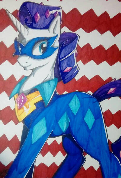 Size: 828x1211 | Tagged: safe, artist:fleiiha, derpibooru import, radiance, rarity, pony, unicorn, cute, element of generosity, female, horn, image, jpeg, looking at you, mare, marker drawing, power ponies, smiling, smiling at you, solo, traditional art