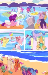 Size: 1219x1920 | Tagged: safe, artist:aztrial, derpibooru import, alphabittle (g5), hitch trailblazer, izzy moonbow, pipp petals, posey (g5), queen haven, sparky sparkeroni, sunny starscout, violette rainbow, zipp storm, dragon, earth pony, pegasus, pony, unicorn, g5, my little pony: tell your tale, spoiler:g5, spoiler:my little pony: tell your tale, spoiler:tyts02e23, applejack (g5), beach, beach ball, bow, braided ponytail, circlet, coat markings, comet (g5), comic, cup, dahlia (g5), drinking, drinking straw, floaty, fluttershy (g5), fun, happy, horn, image, inner tube, jazz hooves, jewelry, laughing, lounge chair, lying down, mane five, mane six (g5), mane stripe sunny, misty brightdawn, necklace, partially submerged, pinkie pie (g5), playing, png, rainbow dash (g5), rainbow power, rainbow power-ified, rarity (g5), rebirth misty, sand, sitting, smoothie, splashing, spread wings, swimming, tail bow, the water park, twilight sparkle (g5), water, wet, wet mane, windy (g5), wings