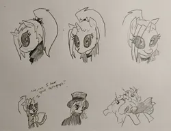 Size: 2516x1929 | Tagged: semi-grimdark, artist:pony quarantine, derpibooru import, oc, oc:dyx, oc:flawless sparklemoon, unofficial characters only, alicorn, pony, unicorn, black sclera, duo, duo female, female, filly, foal, fusion, fusion:trixie, fusion:twilight sparkle, fusion:twixie, hat, horn, horn impalement, image, impalement, jpeg, mare, my little pony the movie: the death of twilight sparkle, pencil drawing, top hat, traditional art, unusual pupils