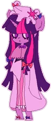 Size: 202x482 | Tagged: safe, artist:paintrolleire, derpibooru import, twilight sparkle, anthro, pony, unicorn, clothes, cosplay, costume, dress, female, horn, image, mare, patchouli knowledge, png, touhou, twichouli, unicorn twilight