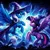 Size: 1024x1024 | Tagged: safe, ai content, derpibooru import, machine learning generated, prompter:graystonepony, trixie, twilight sparkle, twilight sparkle (alicorn), alicorn, pony, g4, magic duel, alicornified, angry, duo, duo female, female, hat, image, jpeg, lidded eyes, magic, race swap, rearing, trixiecorn, wizard hat, wrong cutie mark