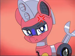 Size: 1440x1080 | Tagged: safe, derpibooru import, oc, oc:trackhead, pony, robot, robot pony, cross-popping veins, emanata, grumpy, half body, image, looking at you, png, puffy cheeks