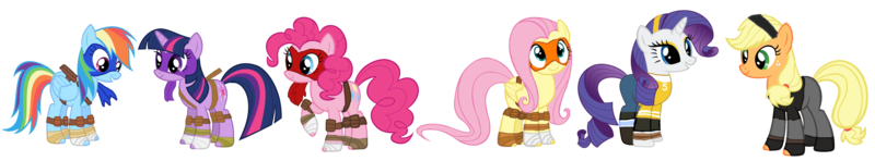 Size: 5502x1017 | Tagged: safe, artist:avazquez9, derpibooru import, applejack, fluttershy, pinkie pie, rainbow dash, rarity, twilight sparkle, april o'neil, casey jones, donatello, image, leonardo, mane six, michelangelo, png, raphael, simple background, teenage mutant ninja turtles, transparent background