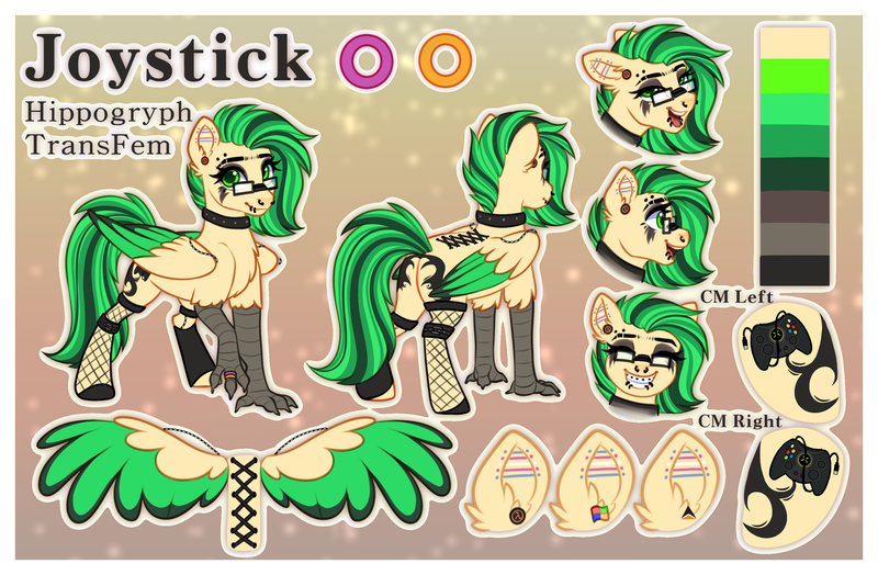 Size: 2900x1900 | Tagged: safe, artist:mxiiisy, derpibooru import, oc, oc:joystick, hippogriff, female, image, png, reference sheet, trans female, transgender