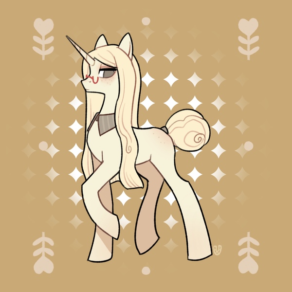 Size: 2048x2048 | Tagged: safe, artist:tabithaqu, derpibooru import, oc, pony, unicorn, concave belly, female, glasses, horn, image, jpeg, mare, slender, solo, standing on two hooves, thin