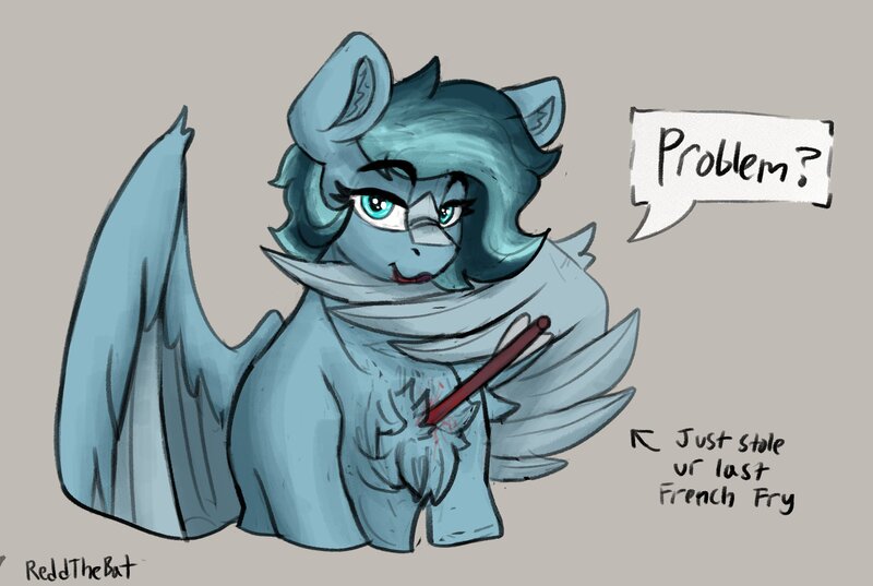 Size: 2047x1375 | Tagged: safe, artist:reddthebat, derpibooru import, oc, oc:alaska (reddthebat), unofficial characters only, ghost, ghost pony, pegasus, pony, undead, arrow, blood, bust, chest fluff, dialogue, female, gray background, image, jpeg, lidded eyes, looking at you, mare, signature, simple background, smiling, smiling at you, smug, solo, speech bubble