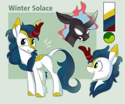 Size: 680x567 | Tagged: safe, artist:anotherdeadrat, derpibooru import, oc, oc:winter solace, unofficial characters only, kirin, nirik, image, jpeg, kirin oc, reference sheet, smiling, solo