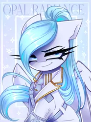 Size: 2229x3000 | Tagged: safe, artist:opal_radiance, derpibooru import, oc, oc:opal rosamond, pegasus, pony, clothes, image, png, solo, suit, uniform