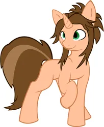 Size: 1030x1264 | Tagged: safe, derpibooru import, oc, pony, unicorn, g4, blank flank, brown hair, female, full body, green eyes, horn, image, mare, png, solo