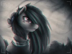 Size: 1600x1200 | Tagged: dead source, safe, artist:ventious, derpibooru import, oc, oc:nighttide star, unofficial characters only, cyborg, pony, chromatic aberration, female, hair over one eye, image, jpeg, mare, solo