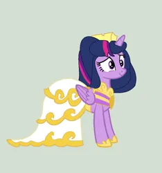 Size: 852x910 | Tagged: safe, artist:brightstar40k, derpibooru import, twilight sparkle, twilight sparkle (alicorn), alicorn, clothes, dress, image, png, princess aurora, solo, wedding dress