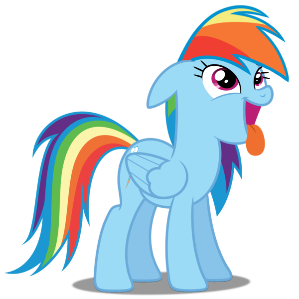 Size: 5000x5000 | Tagged: safe, artist:dashiesparkle, artist:yanoda, edit, vector edit, rainbow dash, pegasus, pony, g4, newbie dash, season 6, .svg available, absurd resolution, behaving like a dog, doggy dash, female, floppy ears, happy, image, mare, panting, png, simple background, solo, tongue out, transparent background, vector