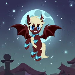 Size: 3000x3000 | Tagged: safe, artist:ghostpikachu, derpibooru import, oc, oc:trinity, unofficial characters only, bat pony, pony, undead, vampire, vampire bat pony, vampony, base used, bat wings, chest fluff, fangs, female, flying, image, jewelry, mare, mlp fim's fourteenth anniversary, moon, moonlight, necklace, night, nightmare night, outdoors, png, solo, spread wings, wings