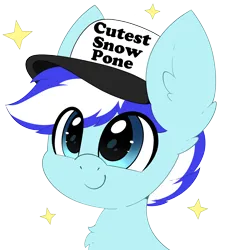 Size: 2424x2685 | Tagged: safe, artist:pegamutt, derpibooru import, oc, oc:snowy pop, unofficial characters only, pegasus, pony, blue eyes, bust, chest fluff, commission, cute, cutest snow pone, ear fluff, happy, hat, image, male, pegasus oc, png, simple background, smiling, solo, solo male, two toned mane, wings, ych result