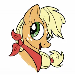 Size: 1565x1565 | Tagged: safe, artist:aprilfools, ponerpics import, applejack, earth pony, pony, female, freckles, hair tie, hatless, image, jpeg, mare, missing accessory, neckerchief, solo