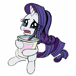 Size: 1264x1264 | Tagged: safe, artist:aprilfools, ponerpics import, rarity, pony, unicorn, colored sketch, crying, female, food, ice cream, image, jpeg, mare, simple background, sketch, solo, white background