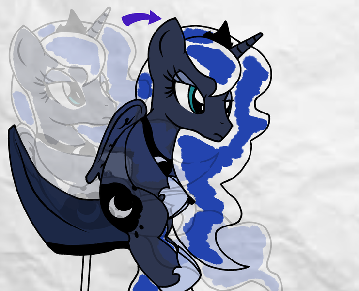 Size: 2778x2250 | Tagged: safe, artist:chaosimp2006, derpibooru import, princess luna, alicorn, gamer luna, g4, chair, controller, exploitable meme, funny, gamer, gamer meme, gaming, gaming chair, image, lock in, locked in, meme, obligatory pony, office chair, png, serious, serious face, sitting, sitting up, television, transition, tv meme