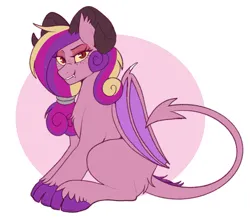 Size: 1149x1004 | Tagged: safe, artist:lulubell, derpibooru import, princess cadance, demon, succubus, alternate hairstyle, cloven hooves, devil tail, image, missing cutie mark, png, solo, species swap, tail