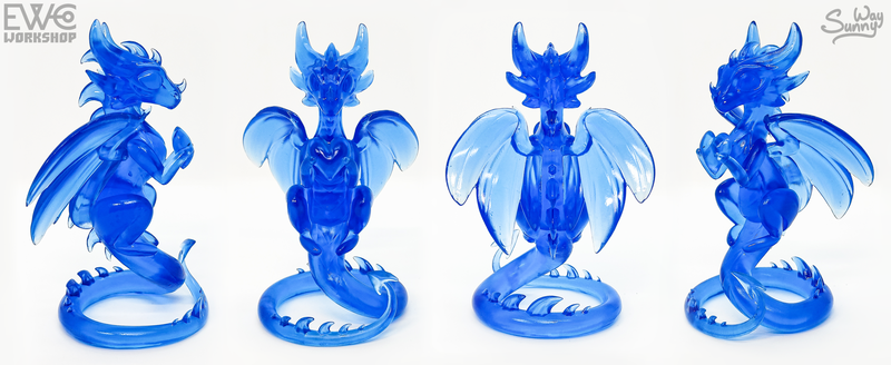 Size: 2437x1000 | Tagged: safe, artist:ewc workshop, artist:sunny way, derpibooru import, dragon, 3d print, art, artwork, big eyes, craft, feral, figurine, heart, horns, image, irl, little dragon, love, photo, png, sculpture, small, solo, spikes, tail, western dragon, wings