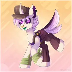 Size: 3000x3000 | Tagged: safe, artist:madelinne, derpibooru import, oc, oc:elytra, pony, clothes, female, happy, image, jewelry, looking at you, mare, png, solo