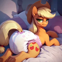 Size: 4096x4096 | Tagged: safe, ai content, derpibooru import, machine learning generated, prompter:mintybreeze, applejack, pony, g4, diaper, diaper fetish, female, fetish, image, jpeg, non-baby in diaper, poofy diaper, solo