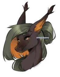 Size: 719x912 | Tagged: safe, artist:illustra, derpibooru import, oc, unofficial characters only, bat pony, pony, bat pony oc, bat wings, black sclera, bust, chest fluff, ear tufts, image, jpeg, looking at you, portrait, signature, simple background, solo, two toned mane, white background, wings, yellow eyes