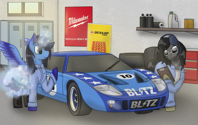 Size: 1900x1200 | Tagged: safe, derpibooru import, oc, oc:blue thunder, unofficial characters only, alicorn, car, garage, image, lockers, png, unknown pony