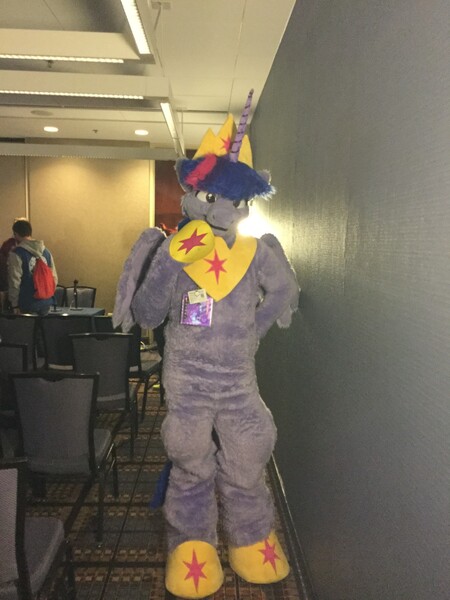 Size: 1200x1600 | Tagged: safe, artist:spainfischer, derpibooru import, twilight sparkle, twilight sparkle (alicorn), alicorn, human, 2019, fursuit, image, indoors, irl, irl human, jewelry, jpeg, midwest furfest, photo, ponysuit, regalia, solo focus