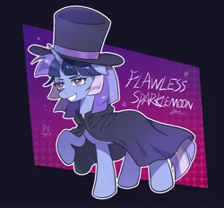 Size: 2393x2225 | Tagged: safe, artist:goldenage2049, derpibooru import, oc, oc:flawless sparklemoon, unofficial characters only, pony, unicorn, cape, clothes, female, fusion, fusion:trixie, fusion:twilight sparkle, fusion:twixie, grin, hat, horn, image, jpeg, mare, my little pony the movie: the death of twilight sparkle, smiling, solo, top hat