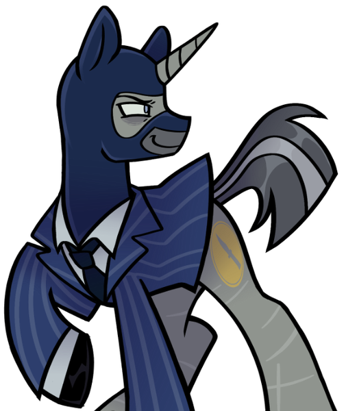 Size: 558x663 | Tagged: safe, artist:k0br4, derpibooru import, ponified, pony, unicorn, bags under eyes, clothes, crossover, horn, image, mask, png, scar, simple background, solo, spy (tf2), suit, tail, team fortress 2, two toned tail, white background