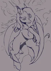 Size: 1500x2100 | Tagged: safe, artist:slimeprnicess, derpibooru import, fluttershy, bat pony, pony, g4, bat ponified, female, flutterbat, flying, image, jpeg, mare, monochrome, partially open wings, race swap, sketch, solo, wings, wip