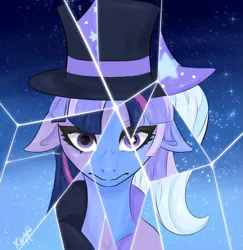 Size: 1441x1480 | Tagged: safe, artist:kurppi, derpibooru import, trixie, twilight sparkle, oc, oc:flawless sparklemoon, pony, g4, flawless, fragments, fusion, fusion:trixie, fusion:twilight sparkle, fusion:twixie, image, incest, my little pony the movie: the death of twilight sparkle, piecest, png, shipping, starry eyes, wingding eyes