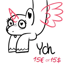 Size: 300x300 | Tagged: safe, artist:mashee, derpibooru import, alicorn, pegasus, unicorn, blush lines, blushing, commission, hanging, heart, heart eyes, hooves to the chest, horn, image, monochrome, original art, original style, png, solo, spread wings, tongue out, wingding eyes, wings, your character here