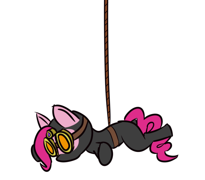 Size: 2372x2074 | Tagged: safe, derpibooru import, pinkie pie, earth pony, goggles, image, ninja, pinkie spy, png, rope