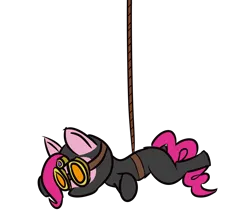 Size: 2372x2074 | Tagged: safe, derpibooru import, pinkie pie, earth pony, goggles, image, ninja, pinkie spy, png, rope