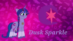 Size: 1920x1080 | Tagged: safe, artist:shucku, derpibooru import, oc, pony, unicorn, base used, female, horn, image, jpeg, magical lesbian spawn, mare, offspring, parent:izzy moonbow, parent:sunny starscout, parents:moonscout, title card