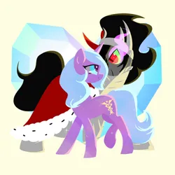 Size: 1000x1000 | Tagged: safe, artist:duvivi, derpibooru import, idw, king sombra, radiant hope, pony, unicorn, g4, crystal heart, female, horn, image, jpeg, male, mare, ship:hopebra, shipping, sombra eyes, stallion, straight