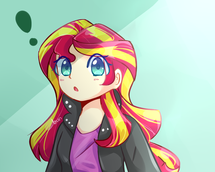 Size: 1280x1024 | Tagged: safe, artist:cheerymoon2017, derpibooru import, sunset shimmer, human, equestria girls, g4, :o, blushing, bust, cute, exclamation point, female, human coloration, humanized, image, looking at you, open mouth, png, shimmerbetes, solo