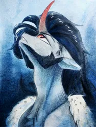 Size: 3024x4032 | Tagged: safe, artist:jsunlight, derpibooru import, king sombra, pony, unicorn, g4, horn, image, jpeg, solo, traditional art