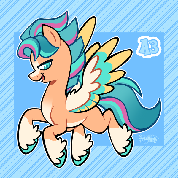 Size: 3000x3000 | Tagged: safe, artist:3ggmilky, derpibooru import, oc, pegasus, pony, g5, colored wings, fusion, fusion:hitch trailblazer, fusion:zipp storm, image, male, multicolored wings, png, solo, stallion, wings